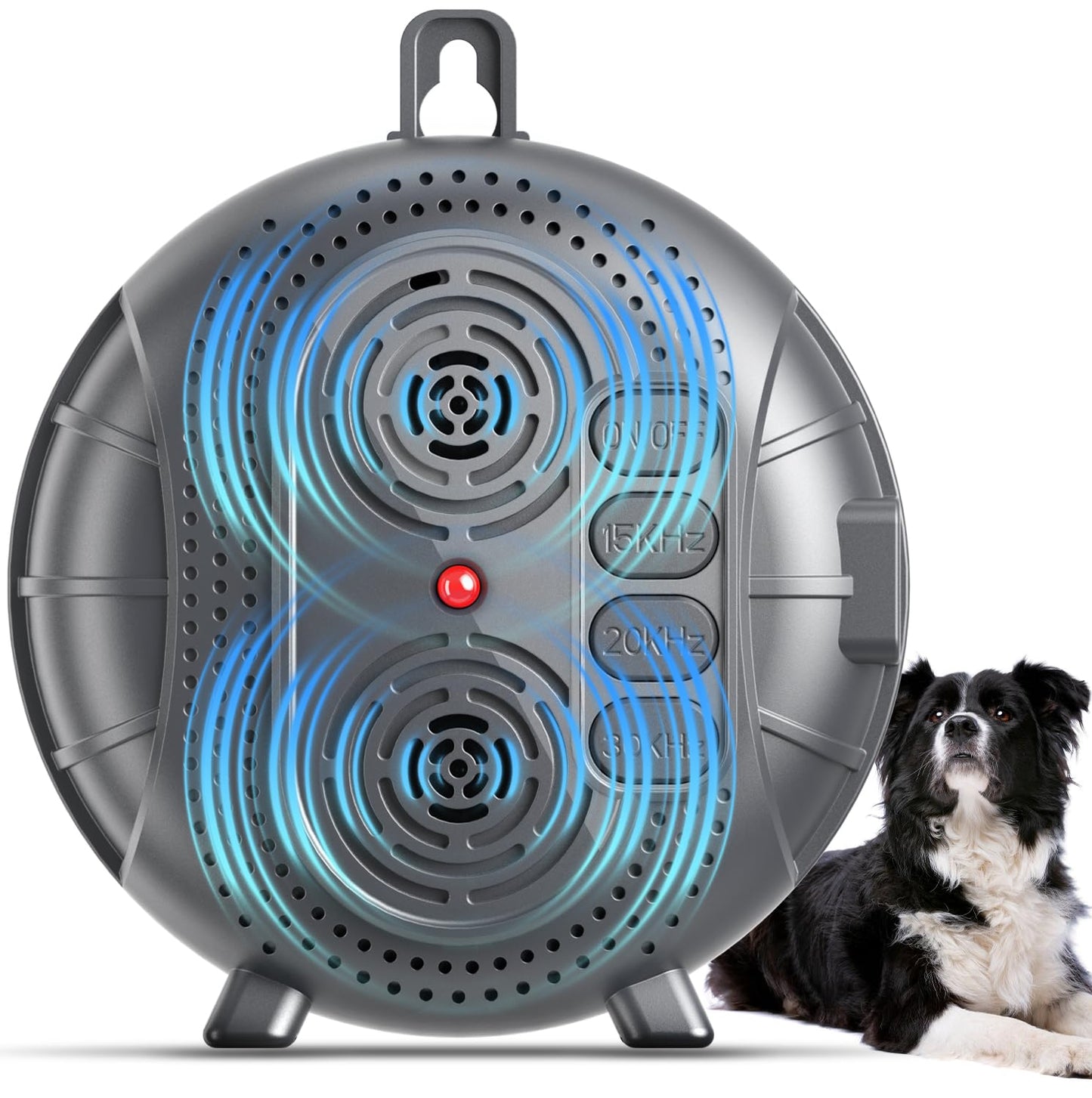 Rechargeable ultrasonic anti barking device for dogs with three modes and up to 35FT range