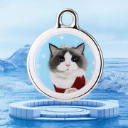 Mini Bluetooth finder accessory displayed with compatible dog and cat collars
