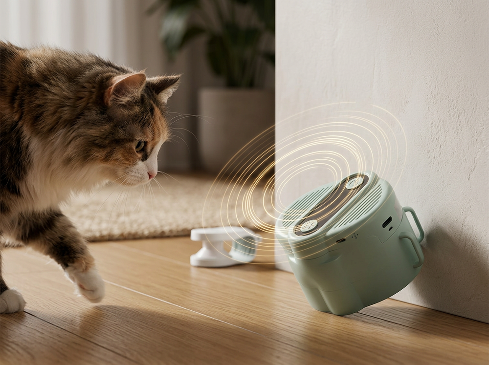 Electronic cat toy with sound function for indoor cats.