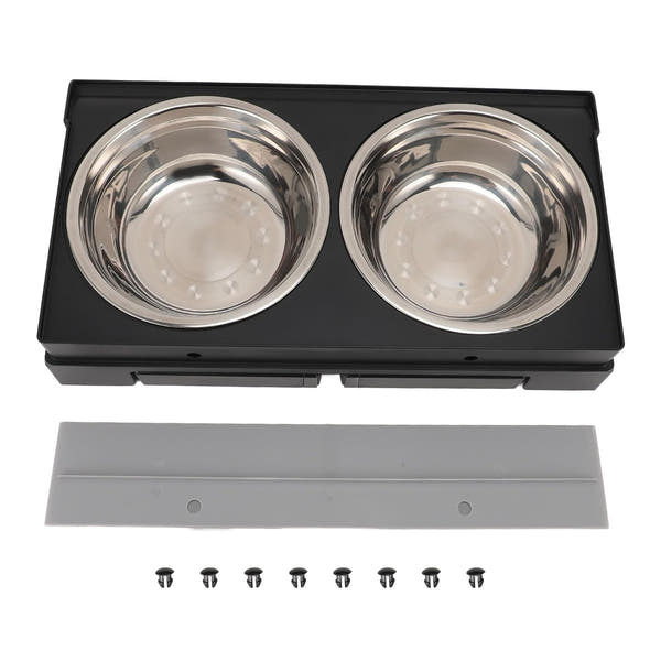 Stainless steel dog bowl stand with two removable feeding bowls