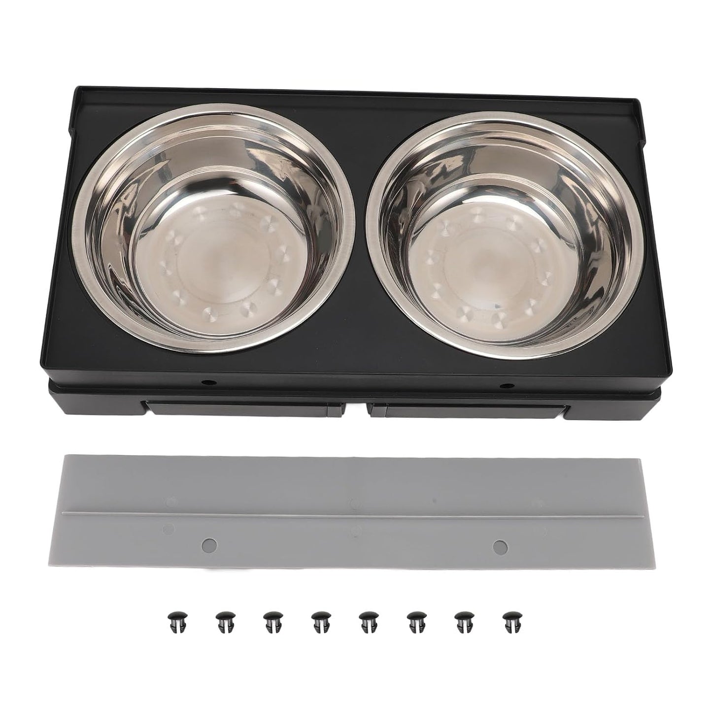 Stainless steel dog bowl stand with two removable feeding bowls