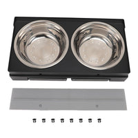 Stainless steel dog bowl stand with two removable feeding bowls