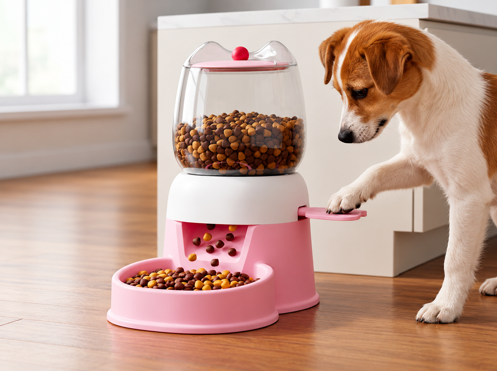 Control button being pressed to start a wireless cat water fountain