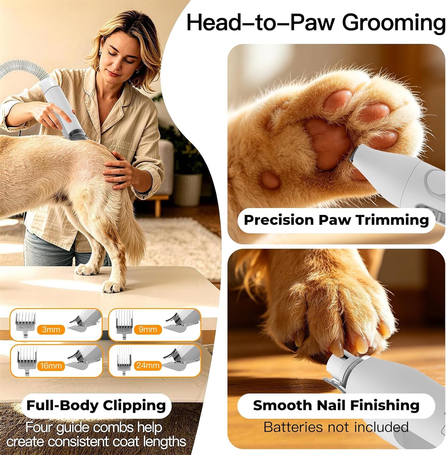 Pet grooming vacuum suitable for grooming dogs and cats at home