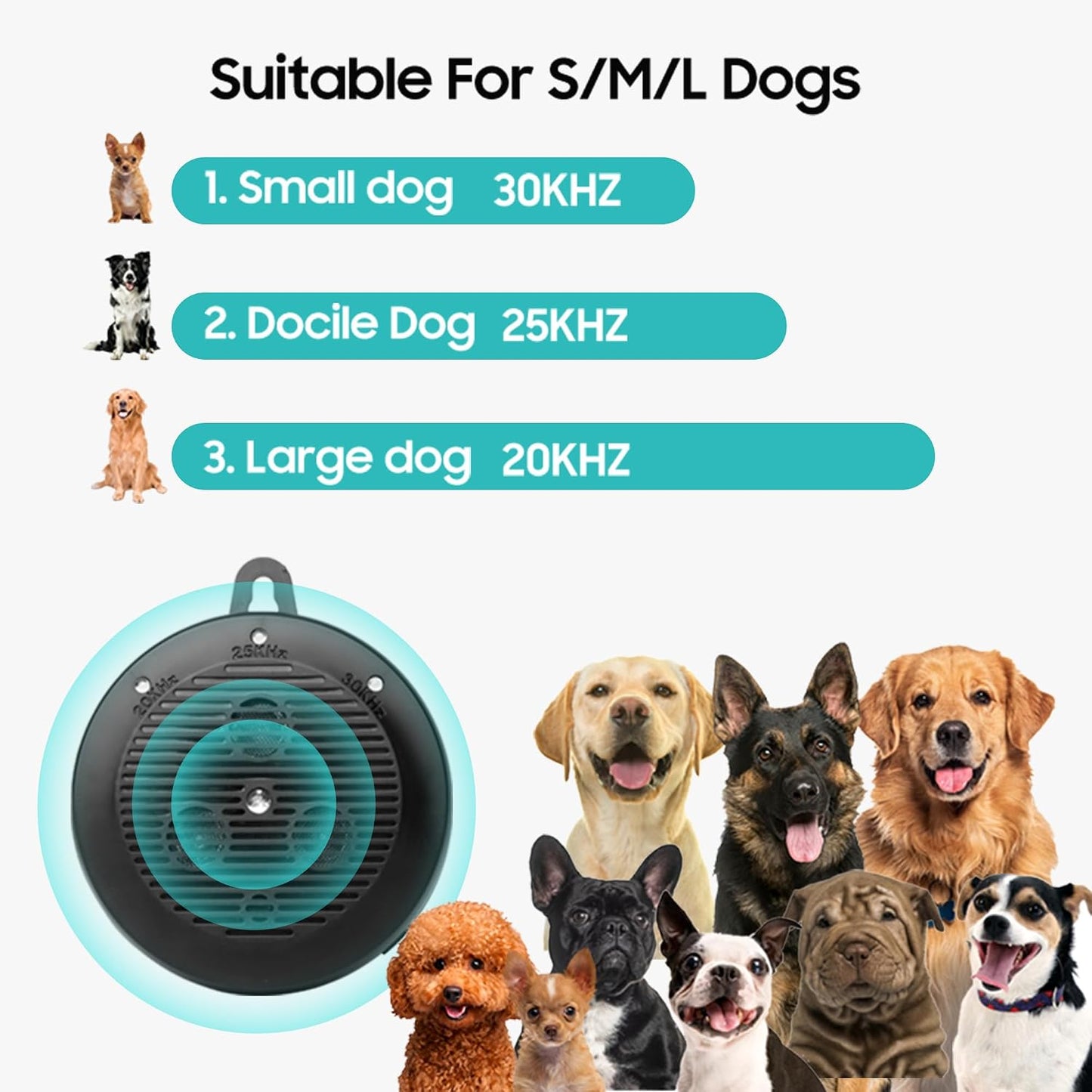 Anti-bark dog device designed for suitable outdoor bark-control applications