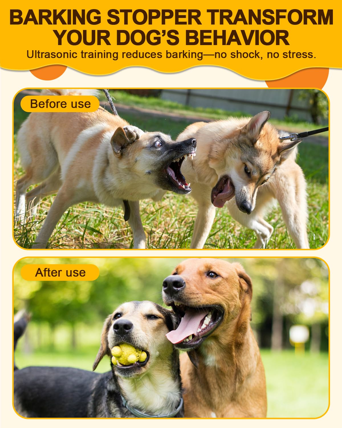 Portable dog bark deterrent device for suitable outdoor training and bark management