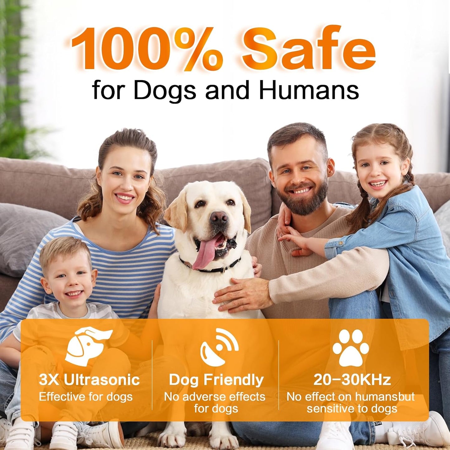 Compact handheld dog bark deterrent suitable for walks home use and outdoor training