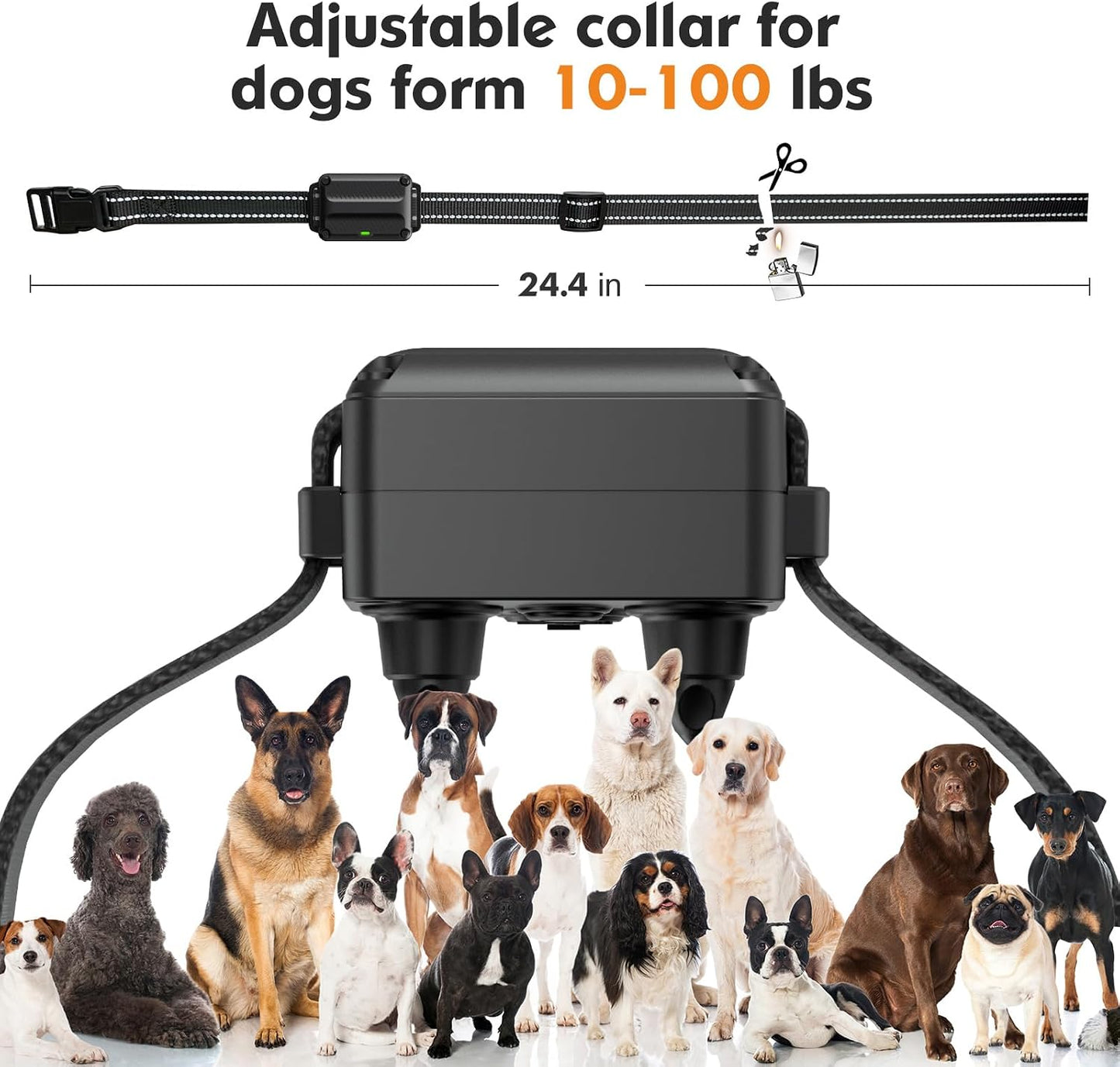 Dog training e-collar with beep vibration and static stimulation training functions