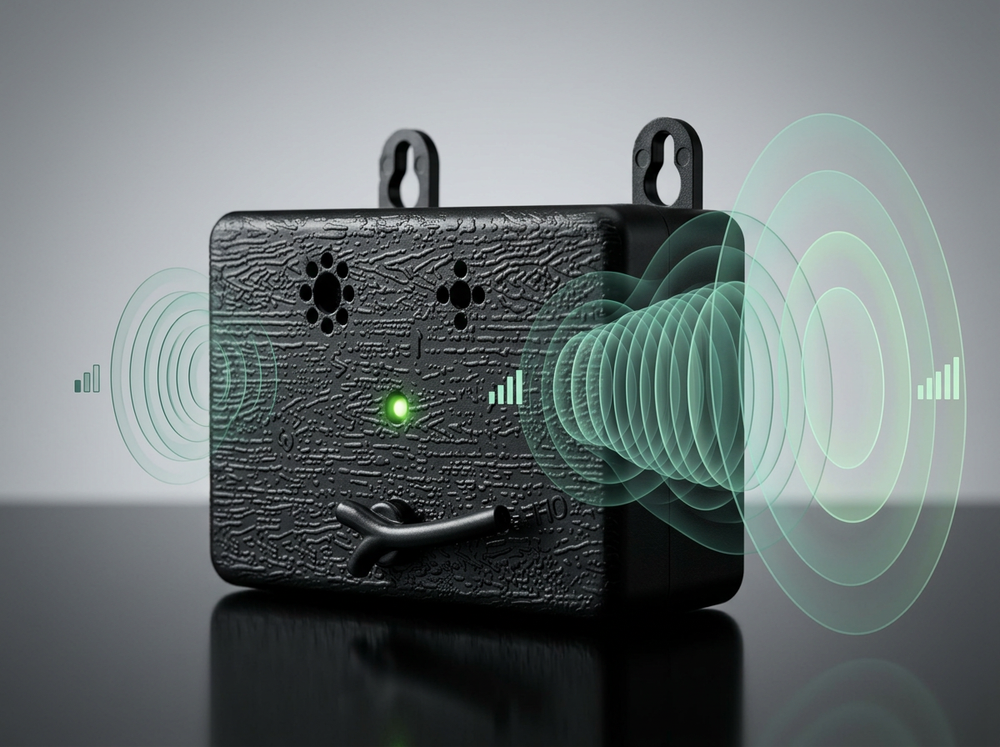  Bark Box device featuring three adjustable ultrasonic bark control levels.