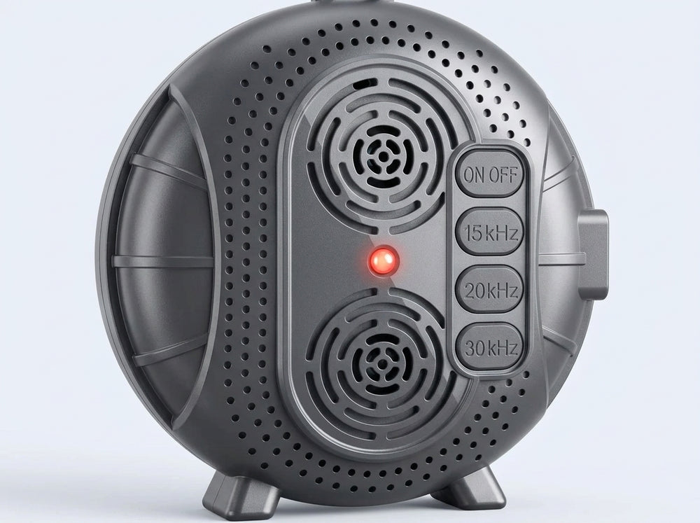  Close-up of the 15 kHz, 20 kHz and 30 kHz controls on an ultrasonic dog bark deterrent
