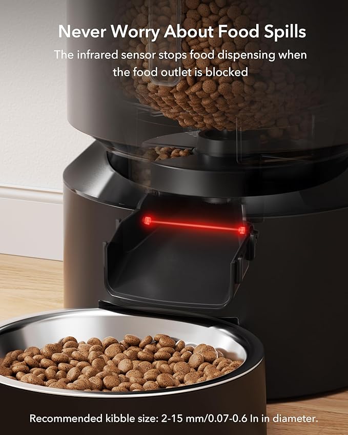 Timed pet food feeder with scheduled portion control