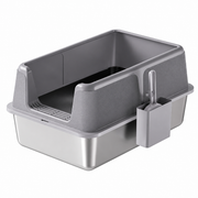 Top entry cat litter box with anti-splash and litter control features