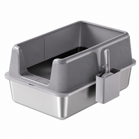 Top entry cat litter box with anti-splash and litter control features