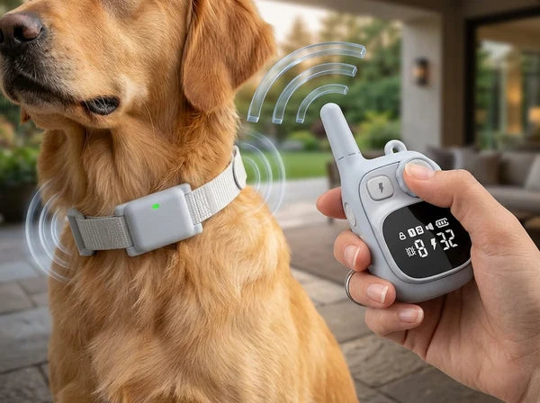 The built-in display provides convenient access to key collar information during setup and training.