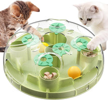 Interactive cat puzzle toy and foraging ball with rotating treat dispenser