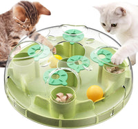 Interactive cat puzzle toy and foraging ball with rotating treat dispenser