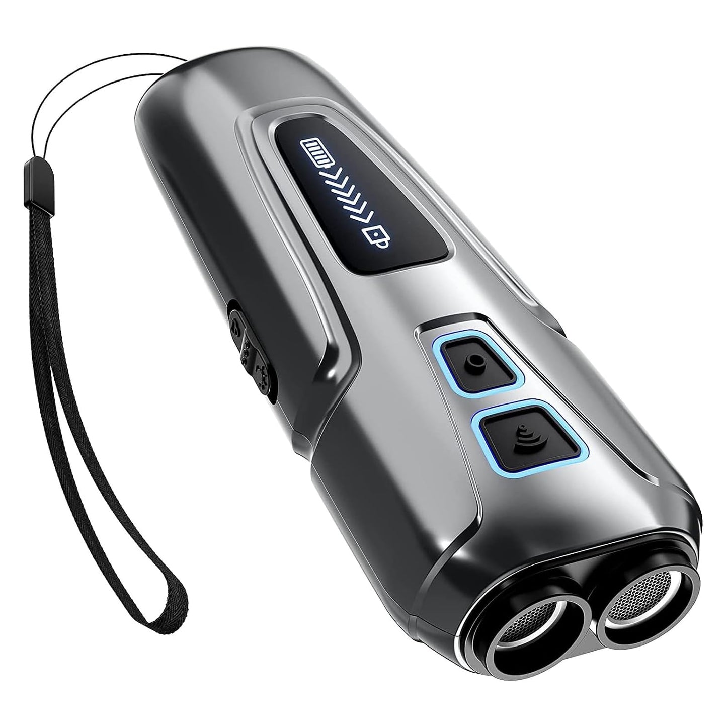 Rechargeable portable anti bark device for dogs with ultrasonic bark deterrent and dog repeller function