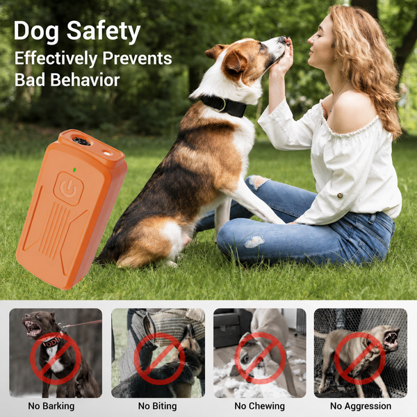 Portable ultrasonic dog trainer for behavioural and bark-control training