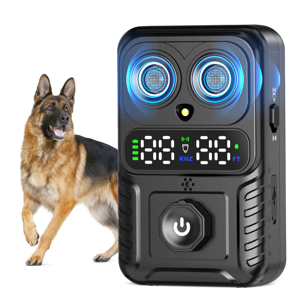 Ultrasonic dog repellent and anti-barking device for outdoor dog training