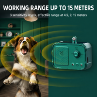 Ultrasonic dog trainer device providing a training cue for bark control