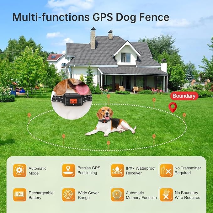 Wireless pet fence collar designed for outdoor dog safety