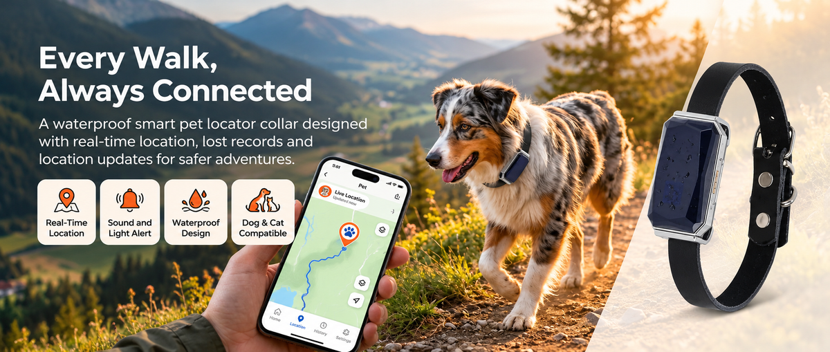 Dog location safety accessory for walks and adventures