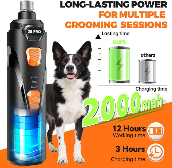 Dog nail grinder with diamond grinding bits for smooth and safe trimming