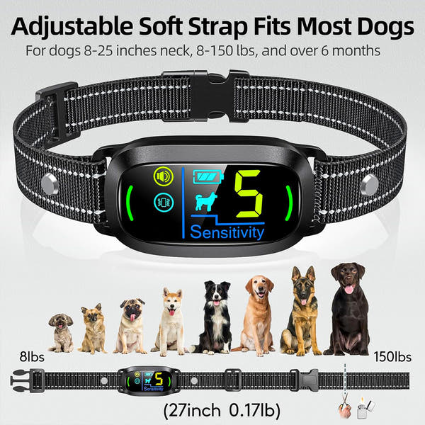 Smart rechargeable dog bark collar for safe and gentle training