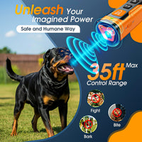 Humane ultrasonic dog bark deterrent device without shock