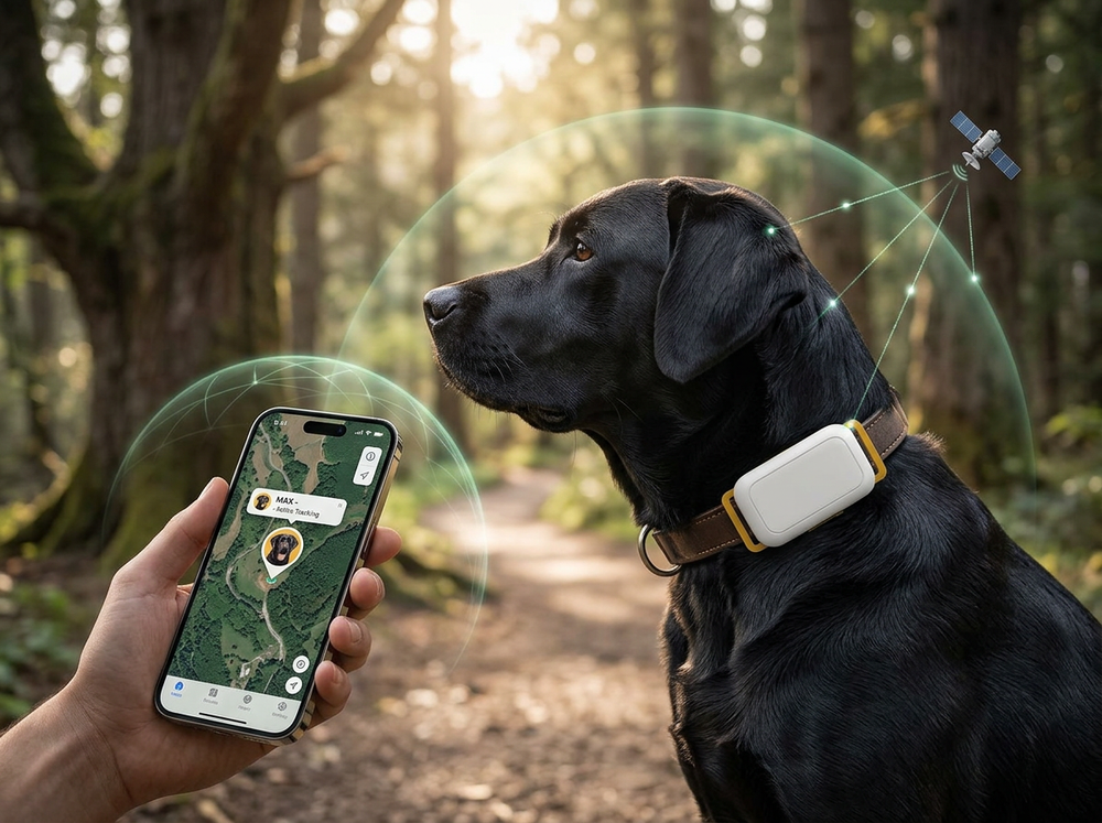 Portable pet finder device securely attached to a collar
