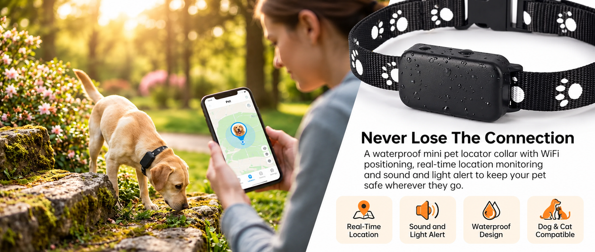 Pet location collar suitable for everyday outdoor activities