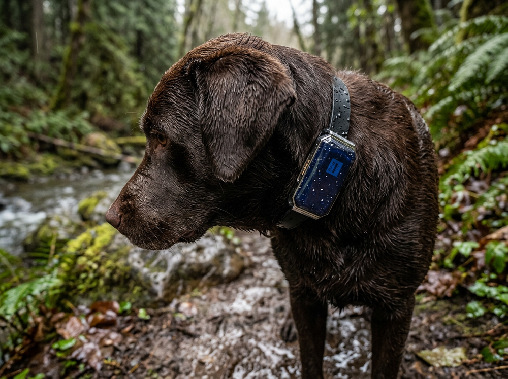 Pet location monitor attached securely to a dog collar
