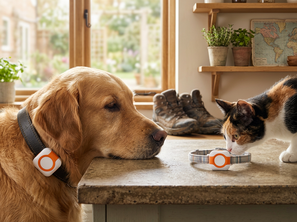 Compact smart device attached securely to a pet collar