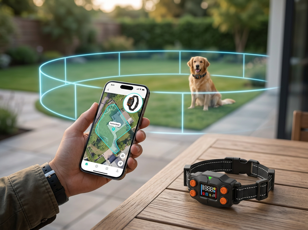 Smart pet training collar with easy-to-view display